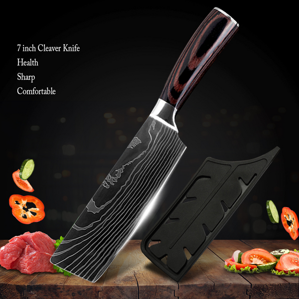 Kiru Nakiri — 7" Damascus-Pattern Vegetable Cleaver