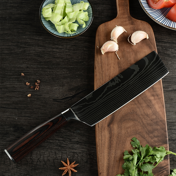 Kiru Nakiri — 7" Damascus-Pattern Vegetable Cleaver