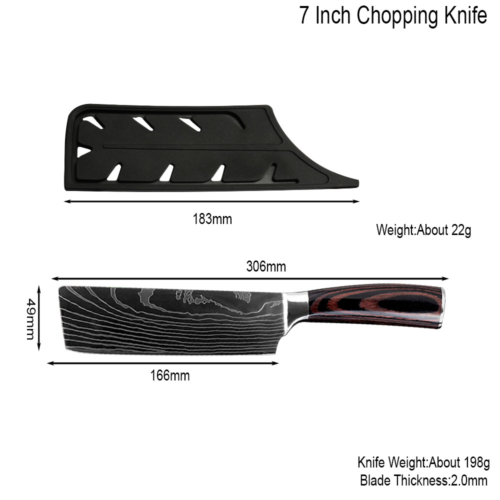 Kiru Nakiri — 7" Damascus-Pattern Vegetable Cleaver